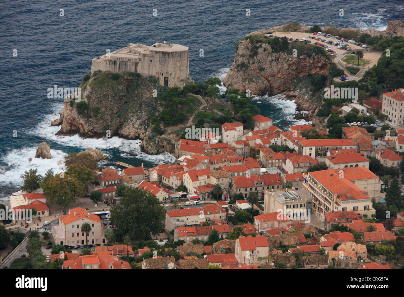 San Lorenzo rocca e la città vecchia di Dubrovnik, Croazia Foto Stock