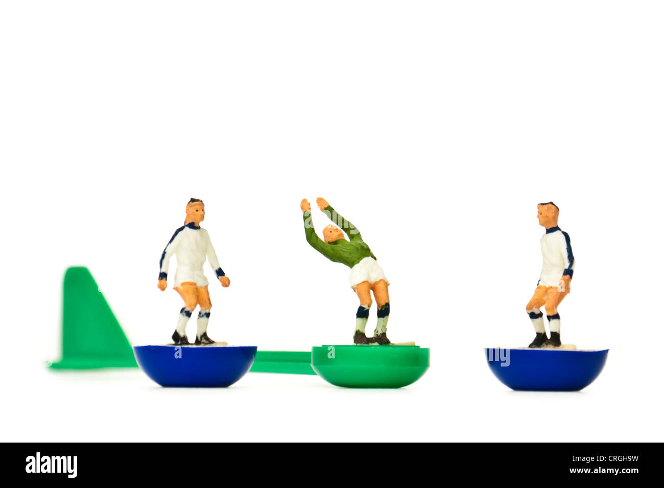 A partire dagli anni settanta Subbuteo® calciatori e portiere - Leeds United (1a) team pesante (207) Foto Stock