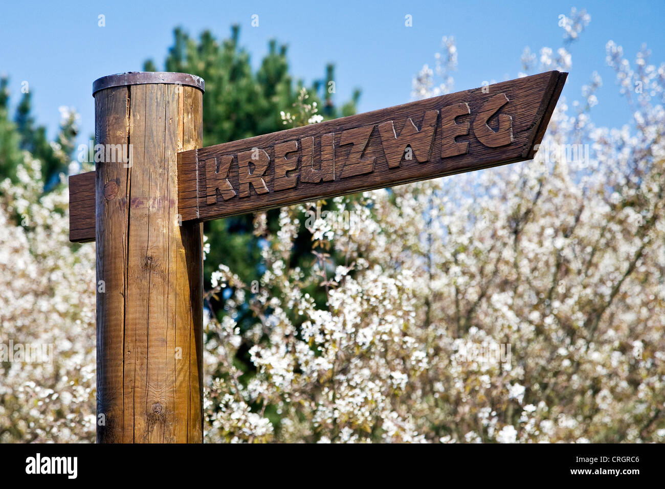 Direzione sig per pilgrimaging su Halde Daniel, in Germania, in Renania settentrionale-Vestfalia, Bottrop Foto Stock