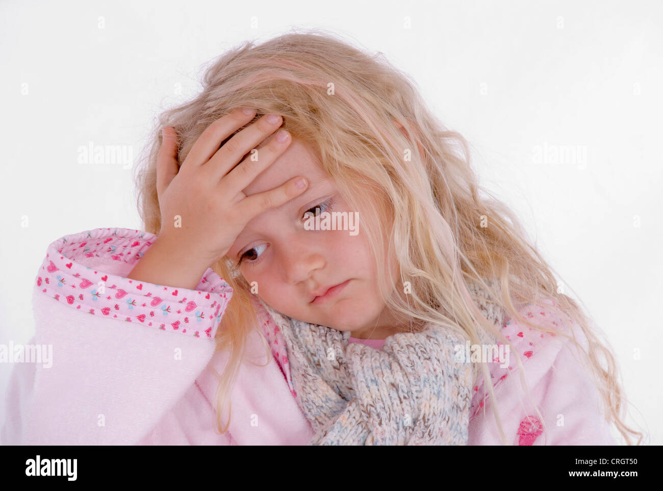 Malata con mal di testa Foto Stock