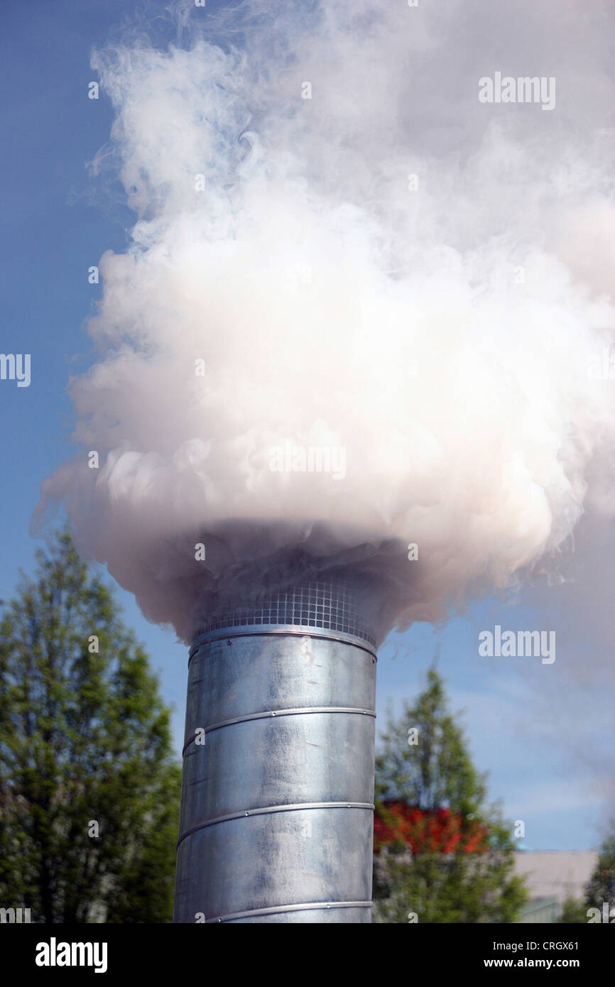 Emissione di fumo bianco a un camino Foto Stock