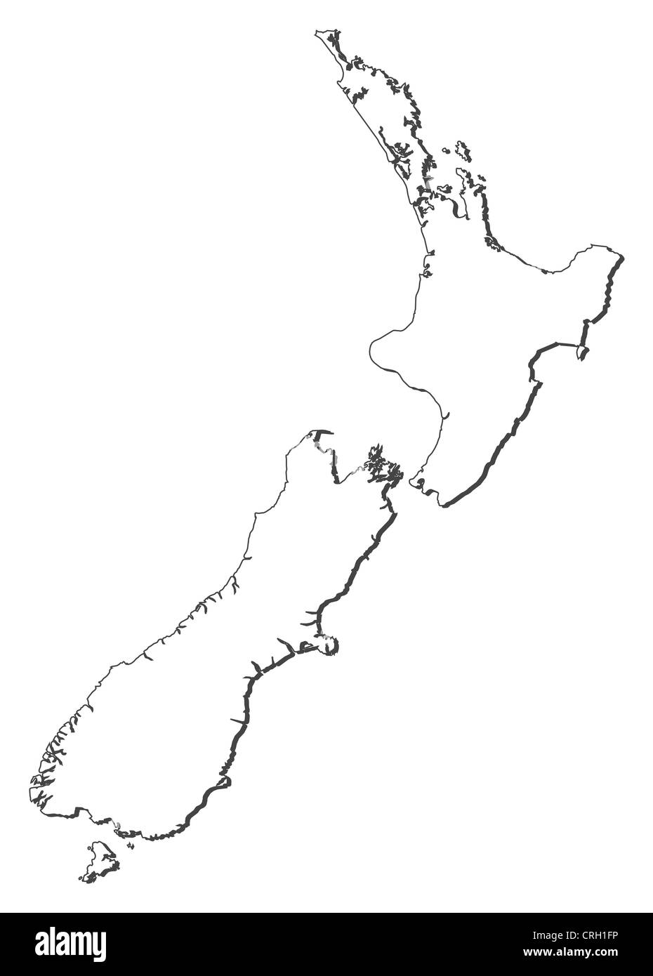 Mappa Politico della Nuova Zelanda con le varie regioni. Foto Stock