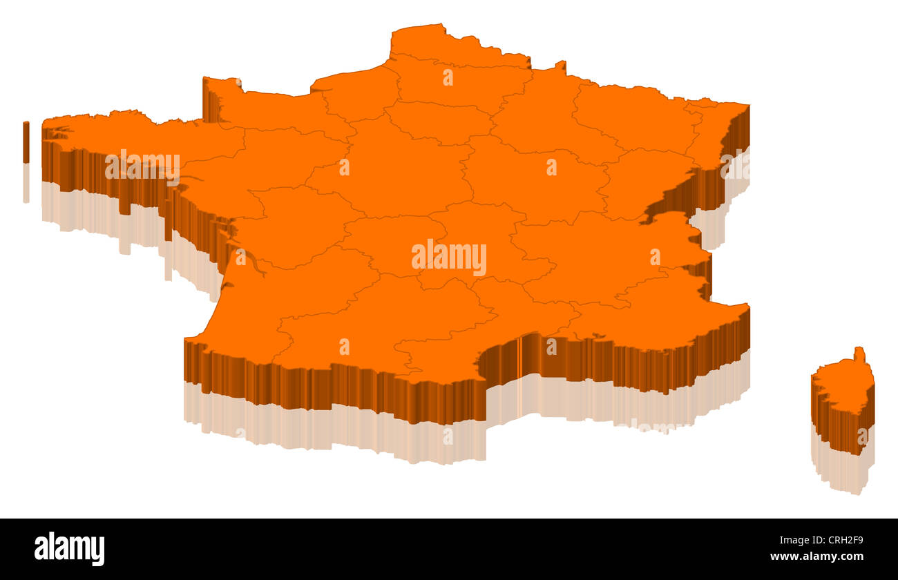 Mappa Politico della Francia con le varie regioni Foto stock - Alamy