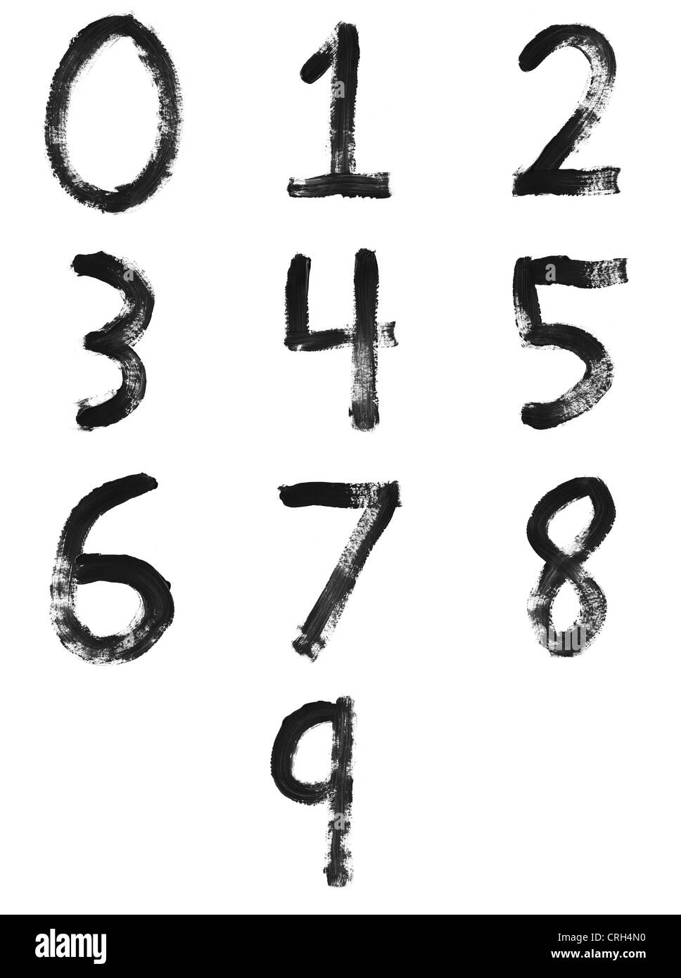 Set di dipinto di lettere, numeri e simboli Foto Stock