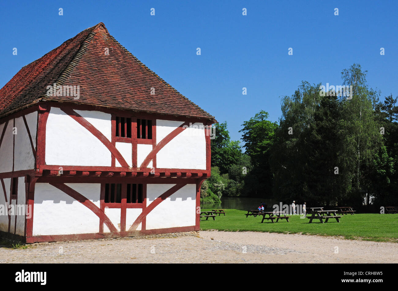 Casa medievale da Nord a Cray, all'Weald and Downland Open Air Museum, Singleton. Foto Stock