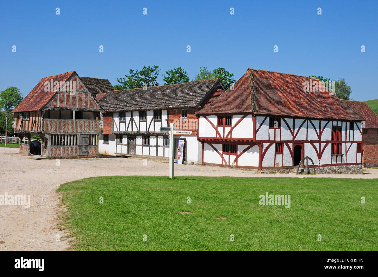 Raccolta di conserve di vecchi edifici al Weald and Downland Open Air Museum Singleton. Foto Stock