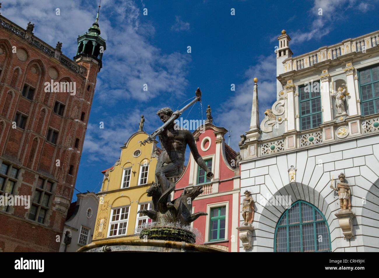 La fontana del Nettuno in Dlugi Targ a Danzica Polonia Foto Stock