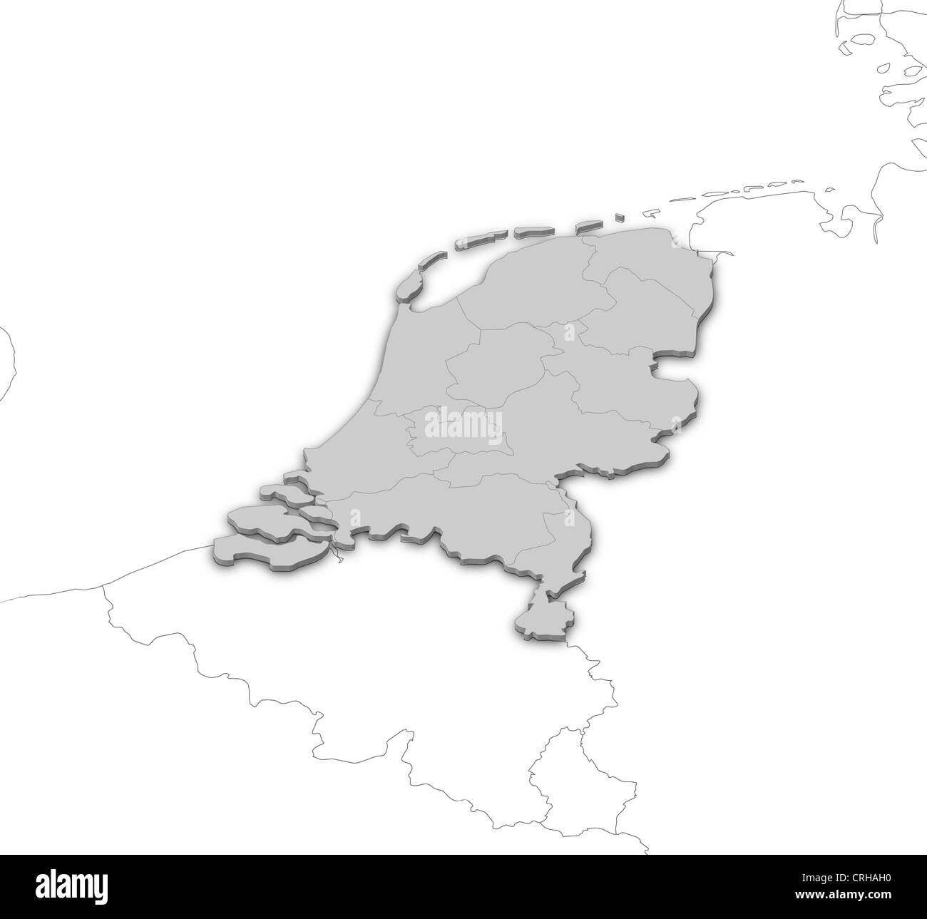 Mappa politico dei Paesi Bassi con i diversi Stati membri. Foto Stock