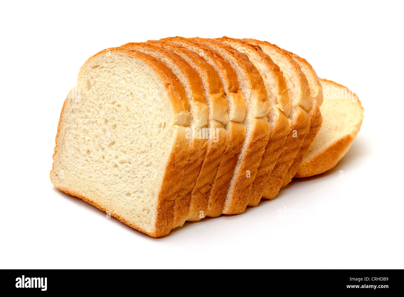 Fette di pane di grano su sfondo bianco Foto Stock