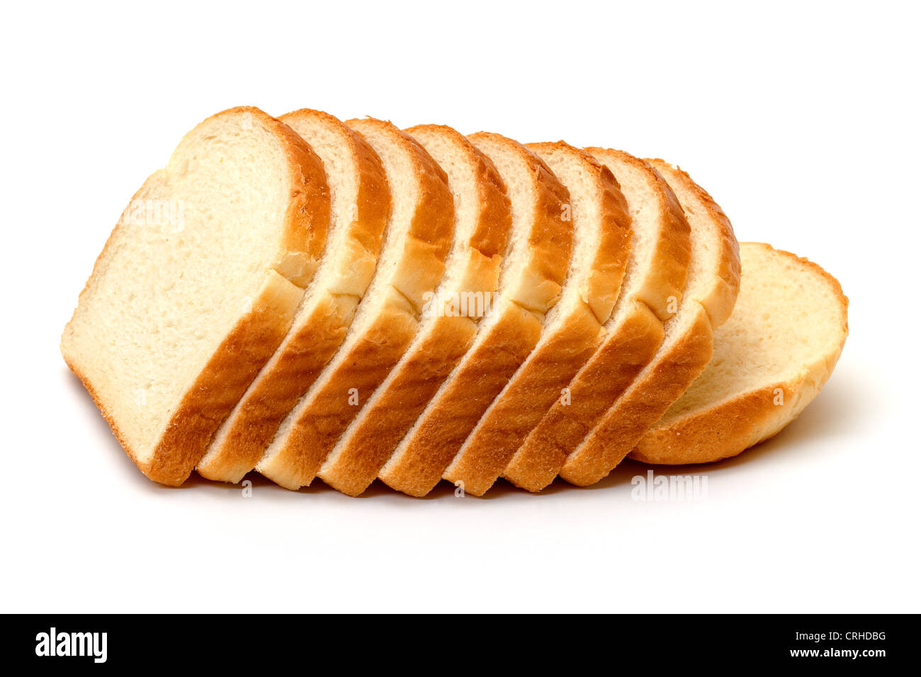 Fette di pane di grano su sfondo bianco Foto Stock