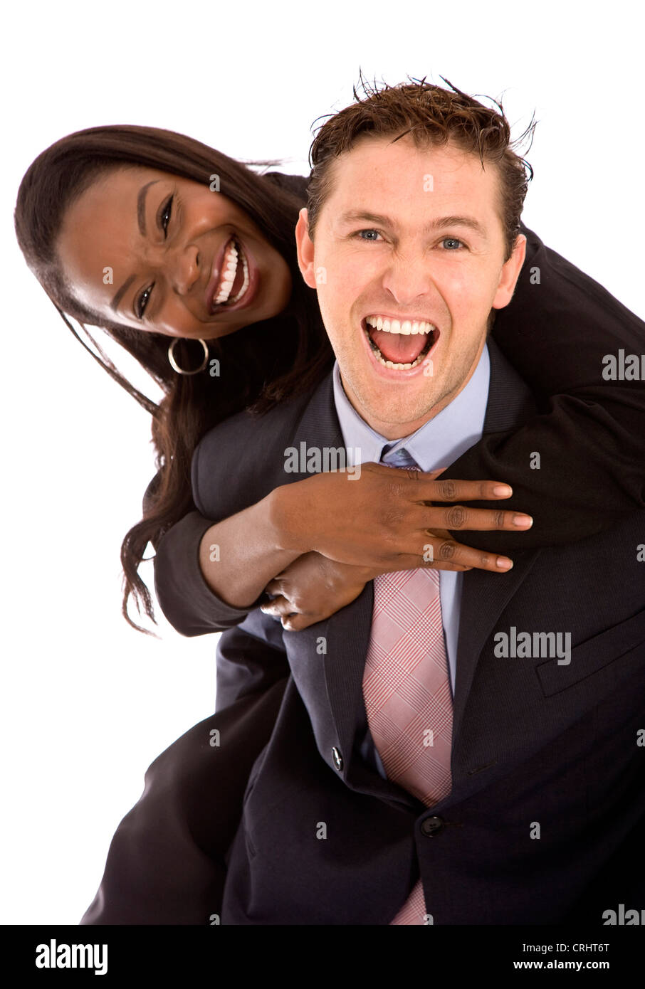 Business Partner sorridente pieno di gioia Foto Stock