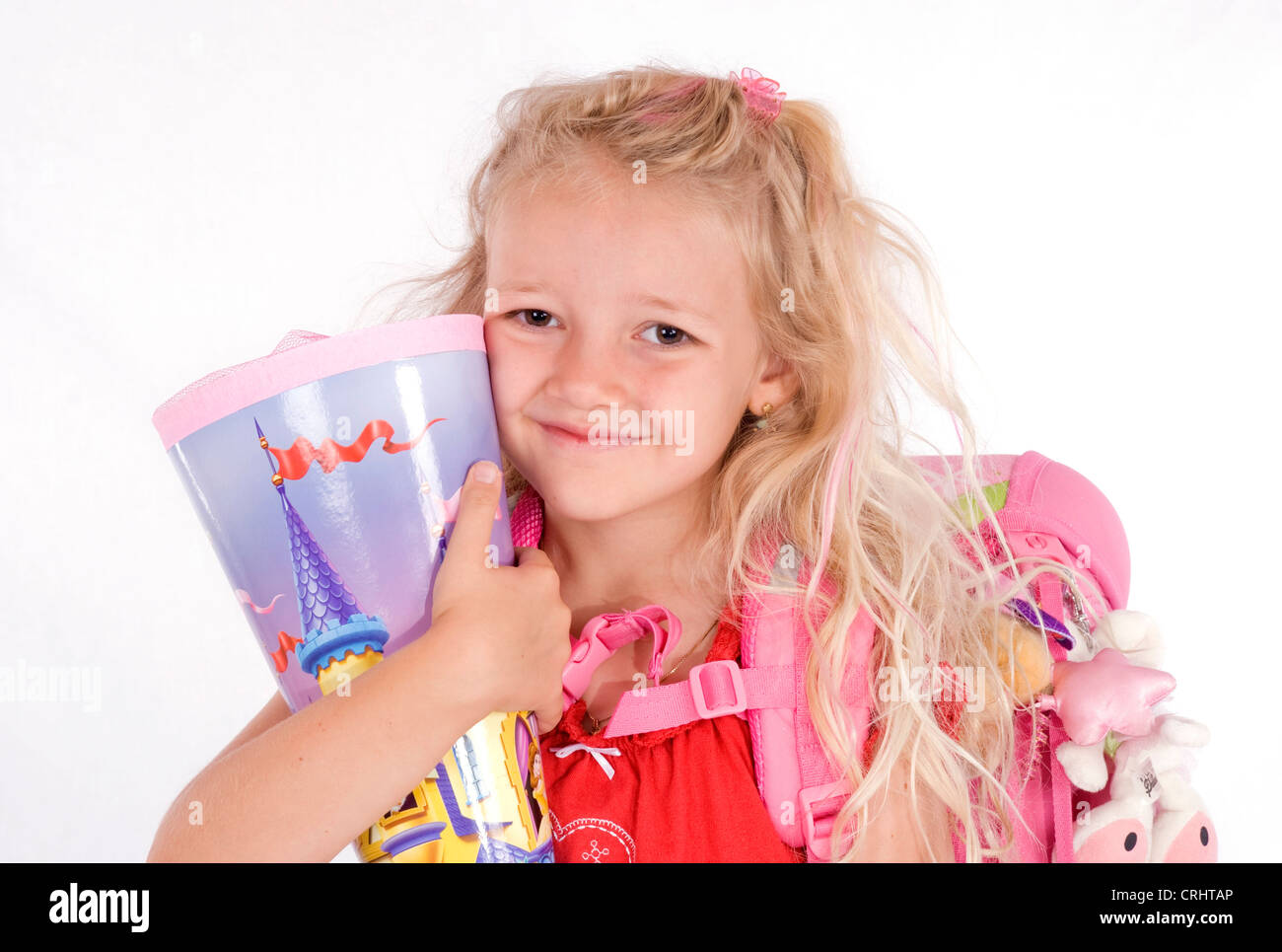 Prima della livellatrice con First-Day-scuola-cornet Foto Stock