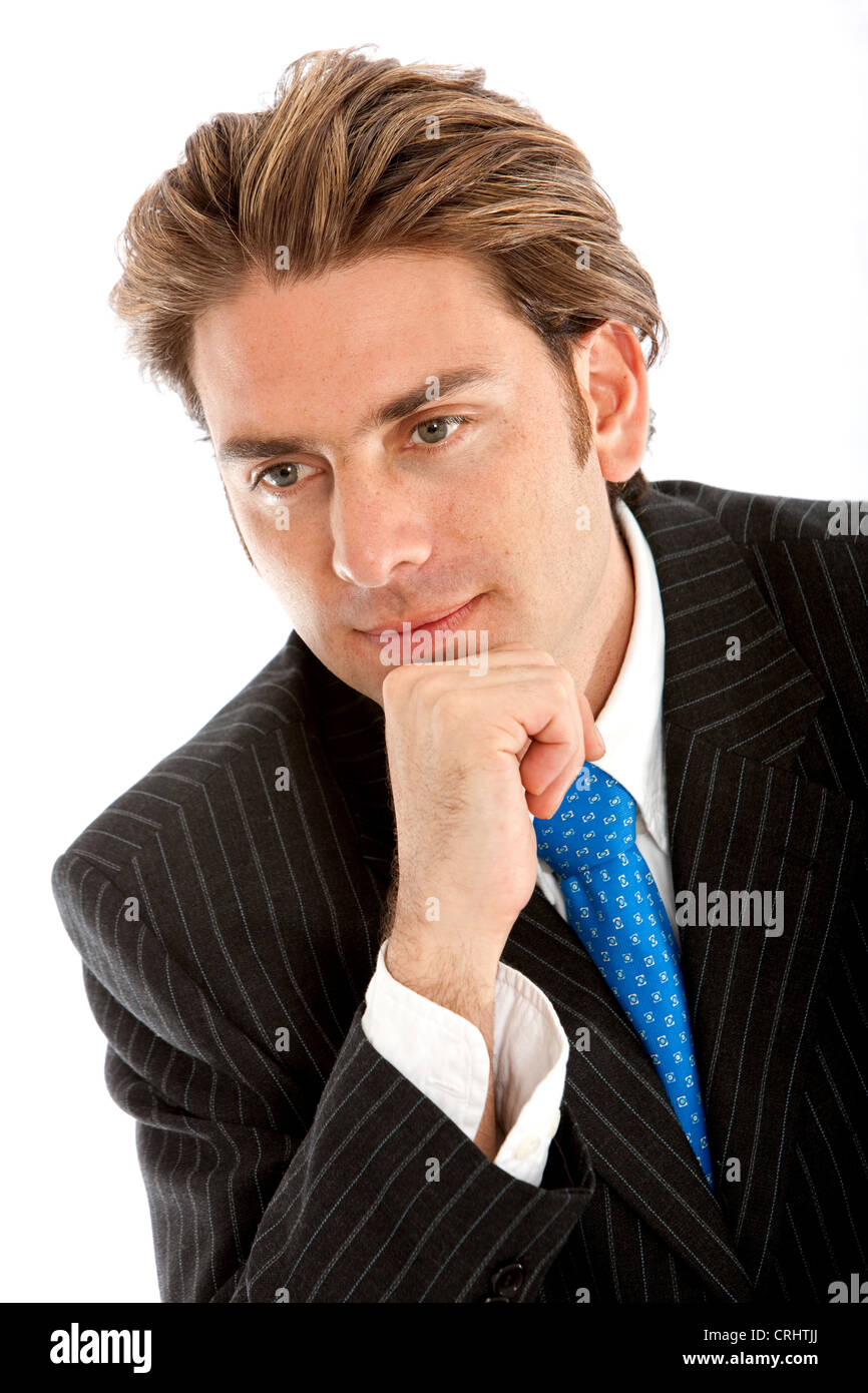 Imprenditore pensieroso ritratto Foto Stock