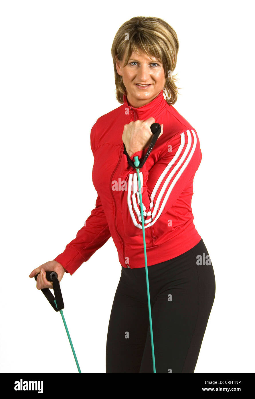 Attraente donna bionda fare sport Foto Stock