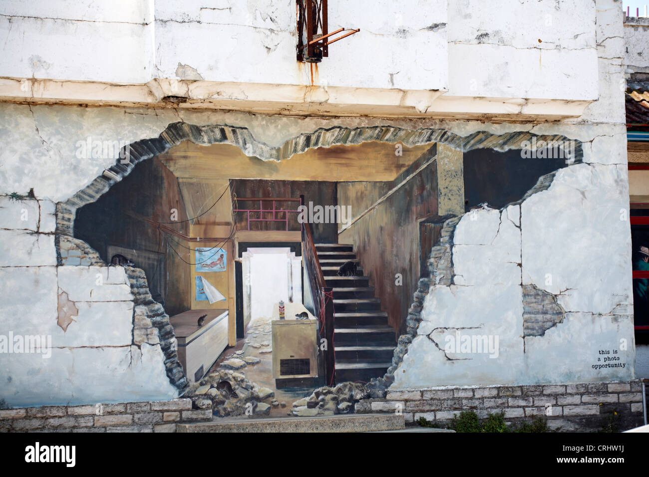 Trompe l' oeil sul lato dell'edificio in Swanage Foto Stock