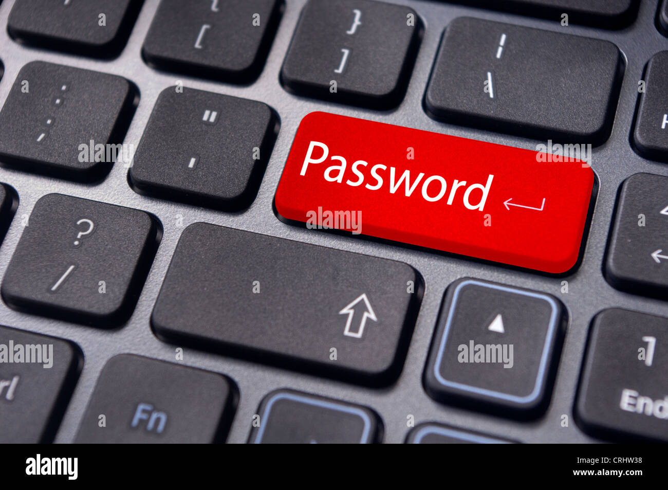 Per immettere la password con il messaggio sul tasto di invio della tastiera del computer. Foto Stock