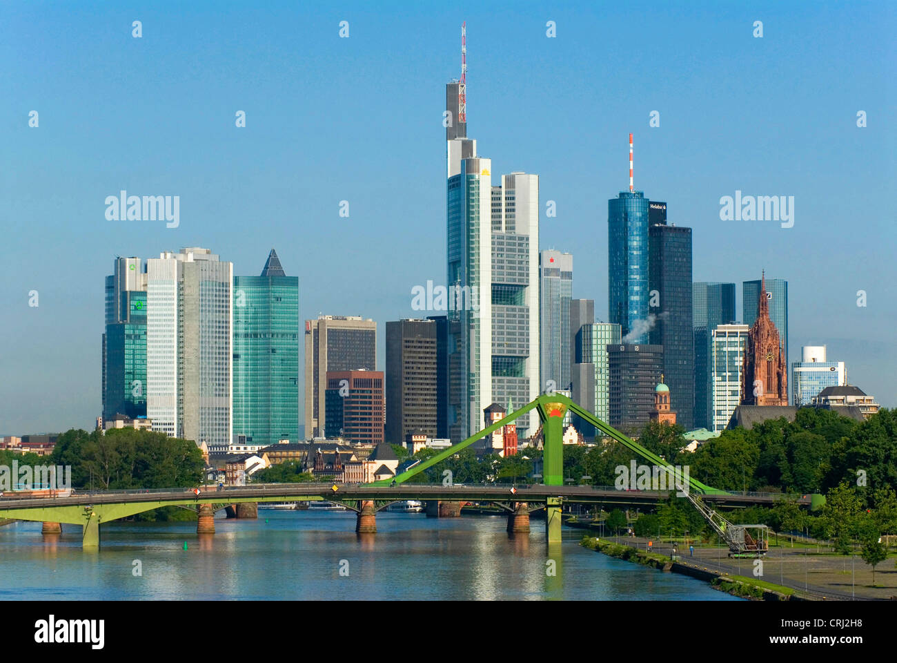 Skyline di Francoforte sul Meno, Germania, Frankfurt am Main Foto Stock