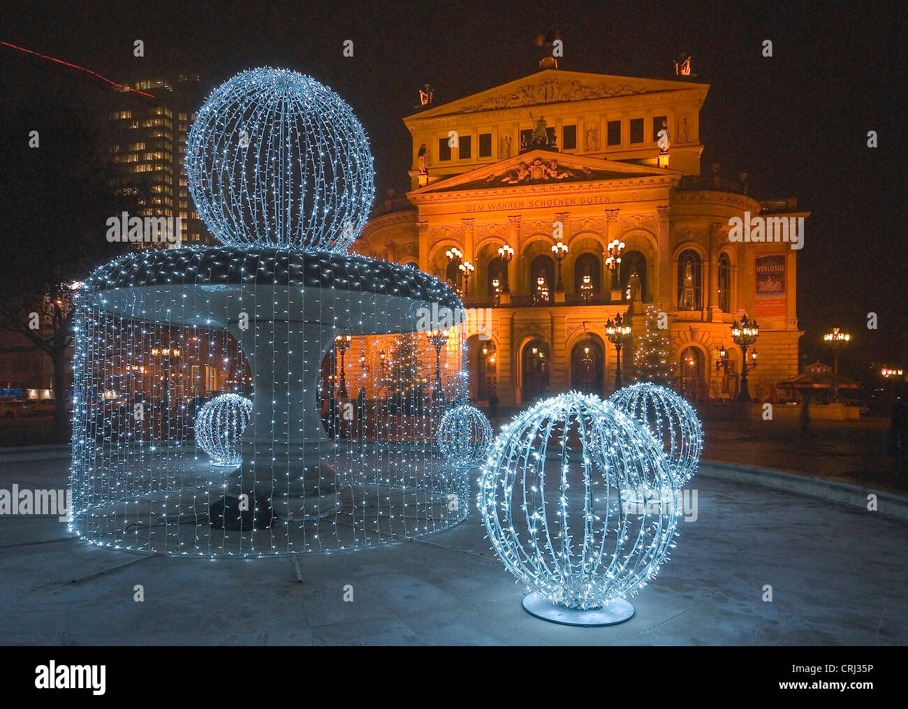 Vecchia opera, Alte Oper di notte, Germania, Hesse, Frankfurt am Main Foto Stock