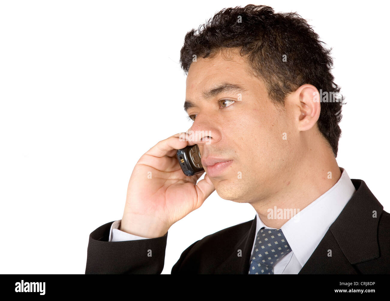 Uomo d affari al telefono con un grave aspetto Foto Stock