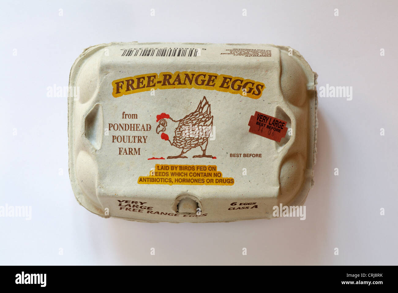 Confezione di uova di molto ampio intervallo libero uova di pollame Pondhead maso isolato su sfondo bianco - egg scatola chiusa eggbox Foto Stock