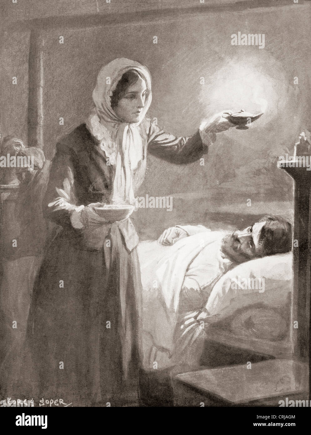 Florence Nightingale, 1820 - 1910. Celebrato inglese infermiere, scrittore e studioso di statistica. A partire dall'anno 1910 illustrata. Foto Stock