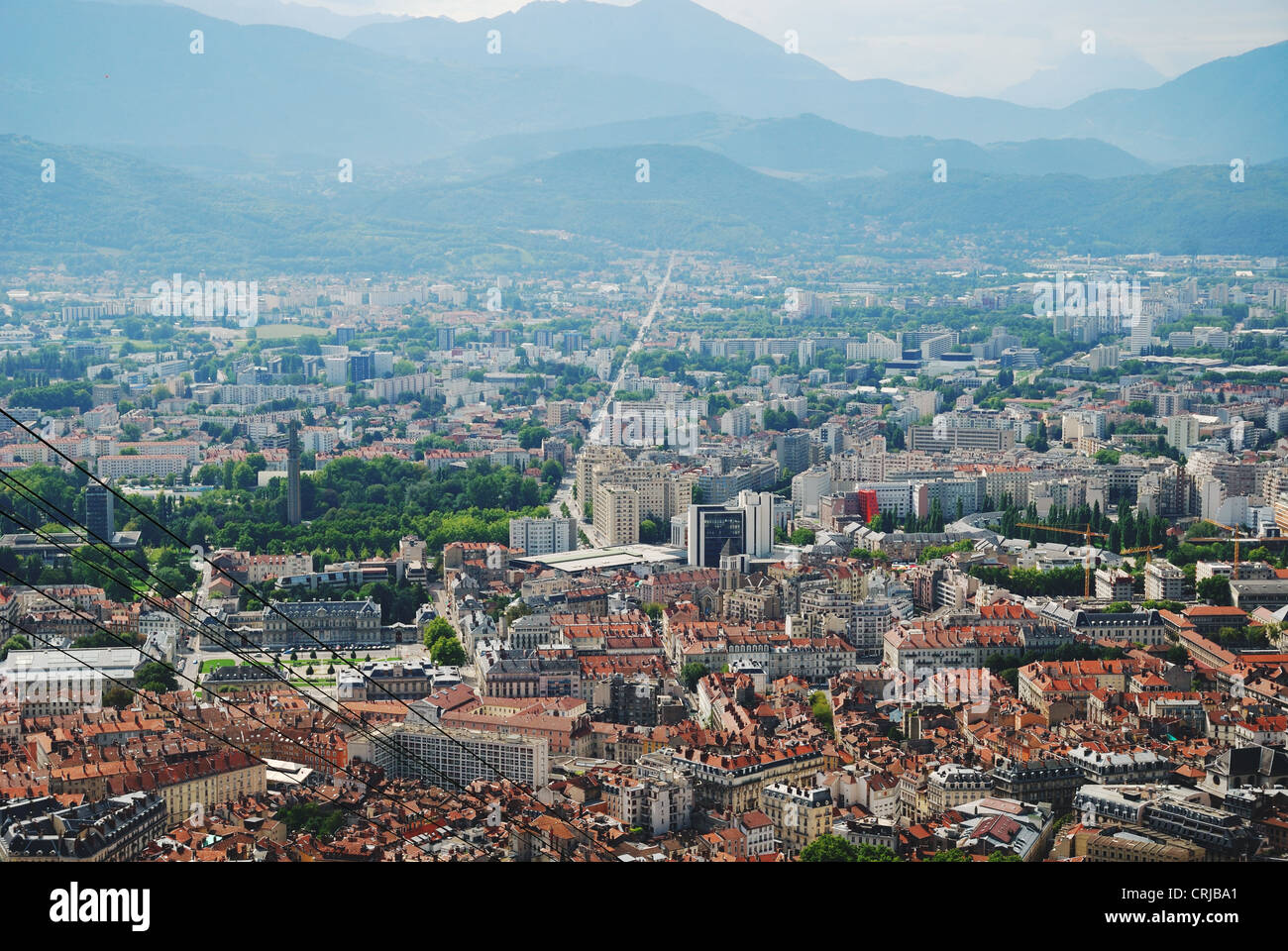 La città di Grenoble dal di sopra Foto Stock
