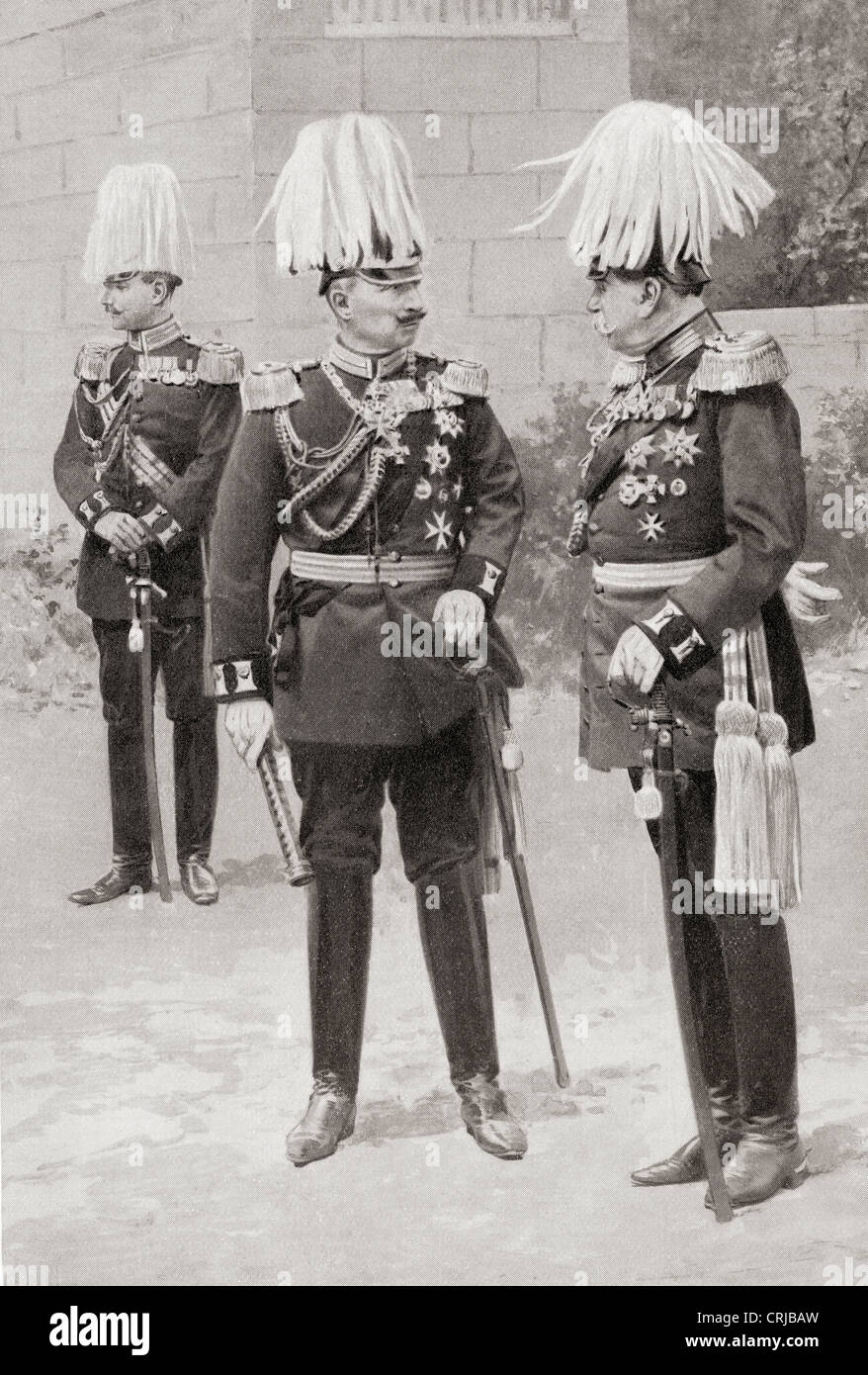 Medio, il Kaiser Guglielmo II, 1859 - 1941, parlando al conte von Wedel, Statthalter di Alsazia-Lorena Foto Stock