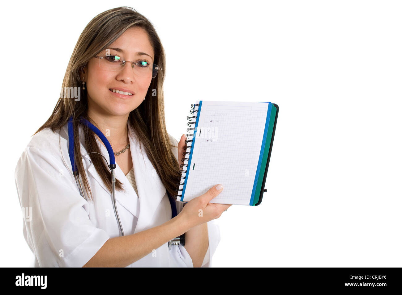 Medico donna con un notebook Foto Stock