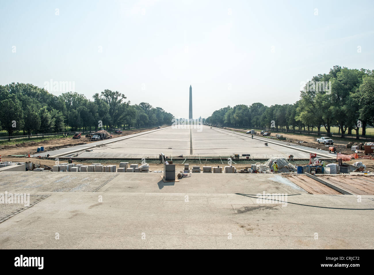 Piscina riflettente rinnovamento. La costruzione come parte della ristrutturazione della piscina riflettente sul National Mall di Washington DC Foto Stock