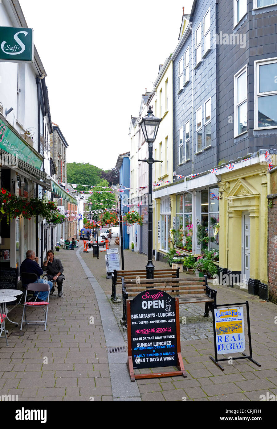 Caffè nel centro della città di Bodmin, Cornwall, Regno Unito Foto Stock