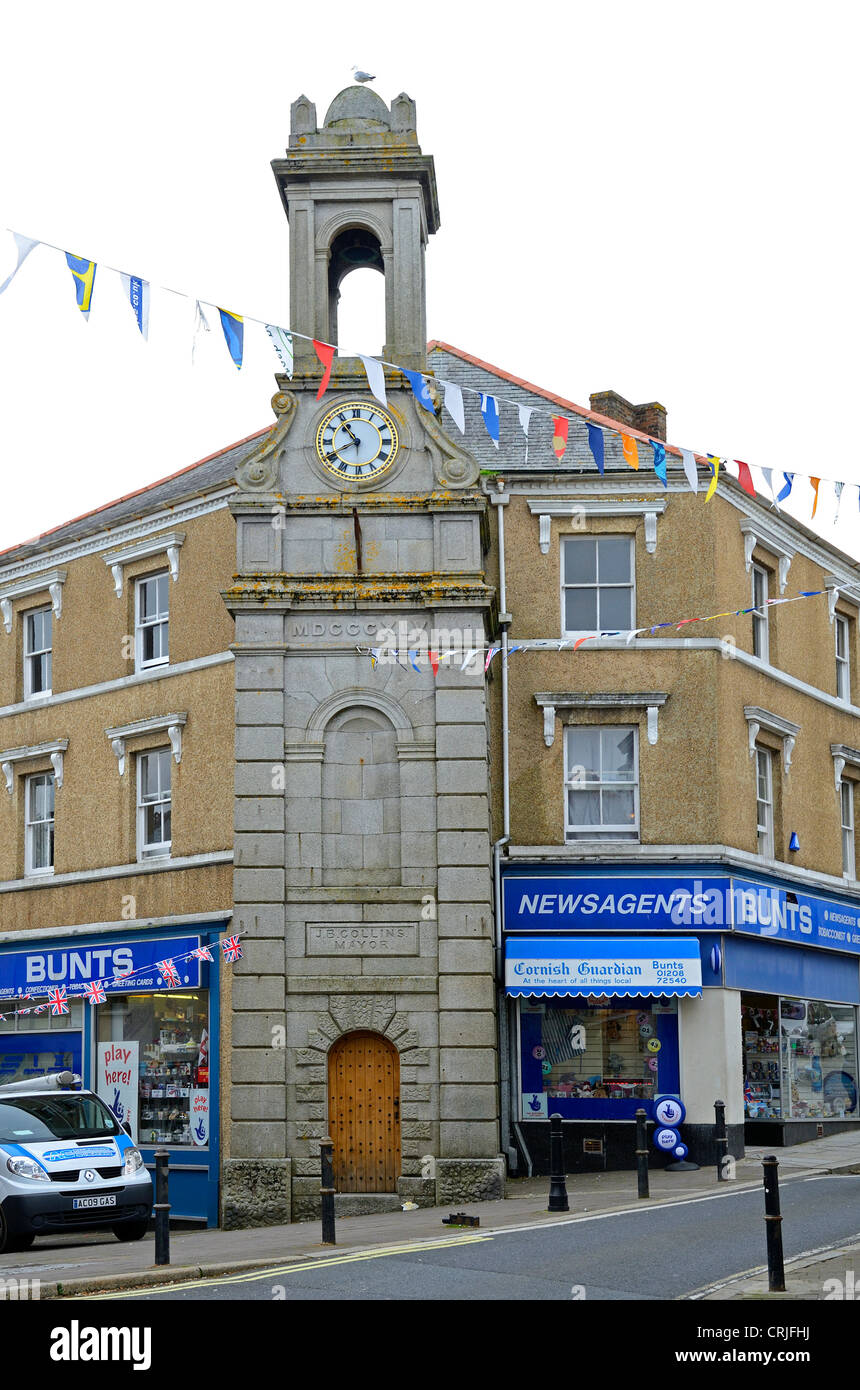 L' Orologio della torretta ' nella follia di montaggio quadrata, Bodmin, Cornwall, Regno Unito Foto Stock