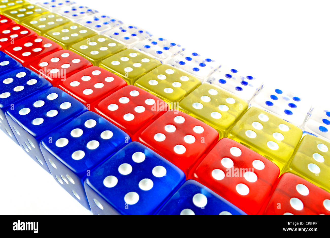 Un sacco di cubi con sei al top Foto Stock