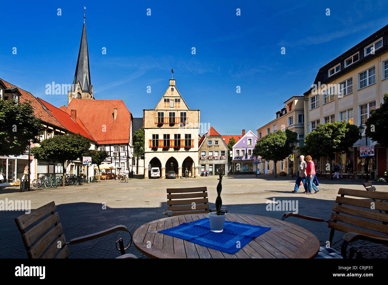 Centro storico di Werne con municipio e San Cristoforo chiesa, in Germania, in Renania settentrionale-Vestfalia, la zona della Ruhr, Werne Foto Stock