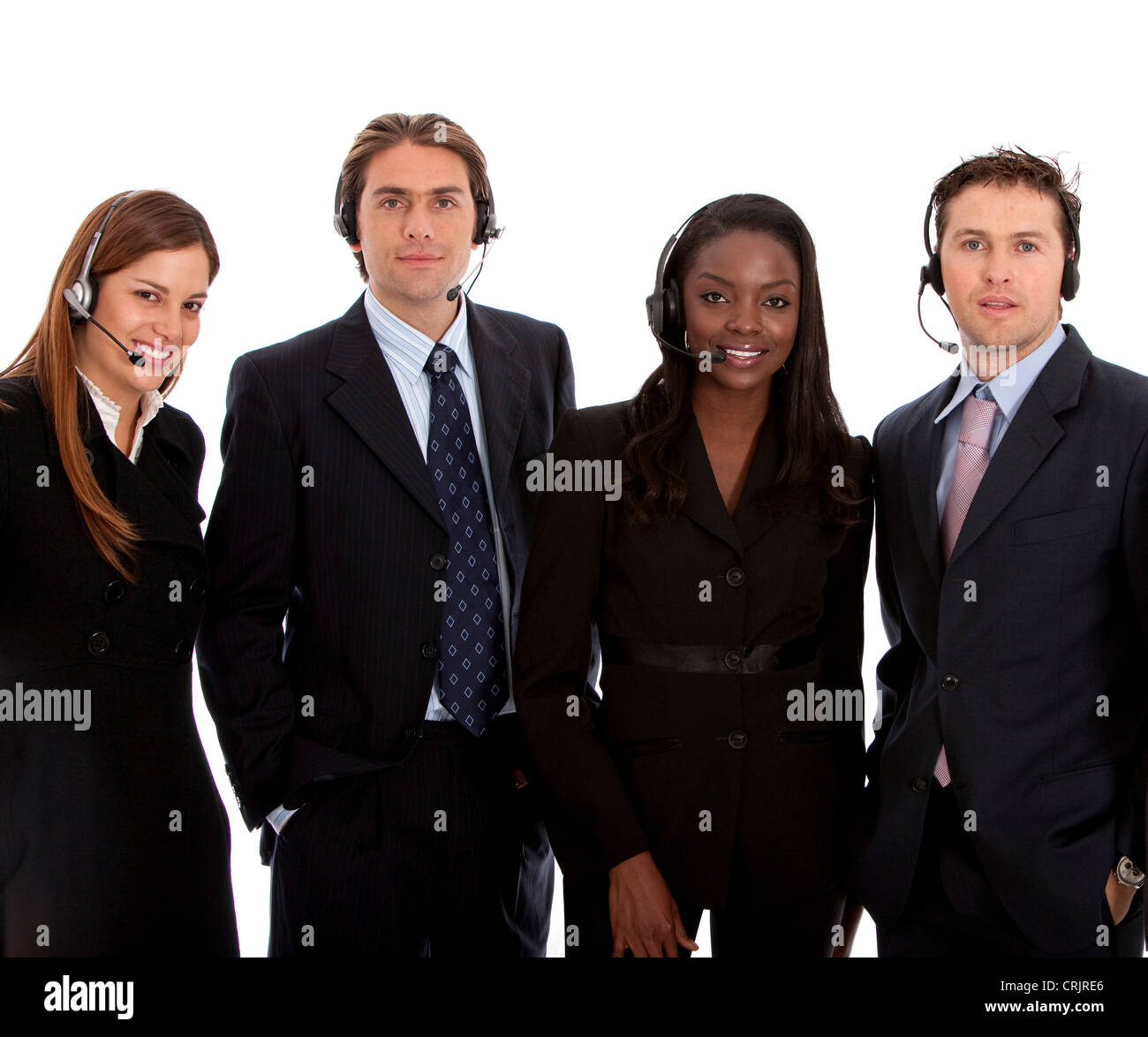 I clienti business support team con cuffie Foto Stock