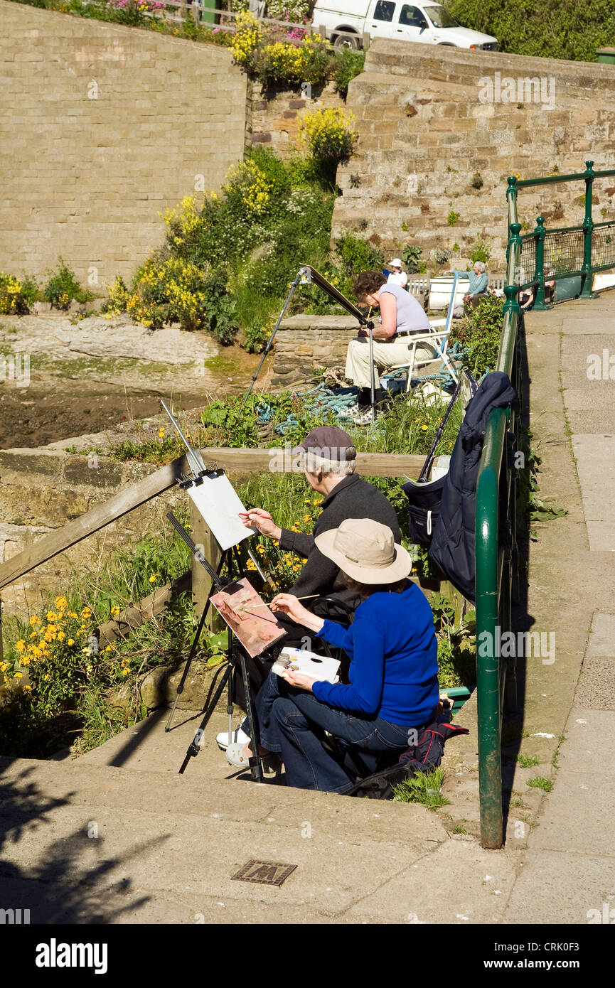 Gli artisti della pittura, Staithes, UK. Foto Stock