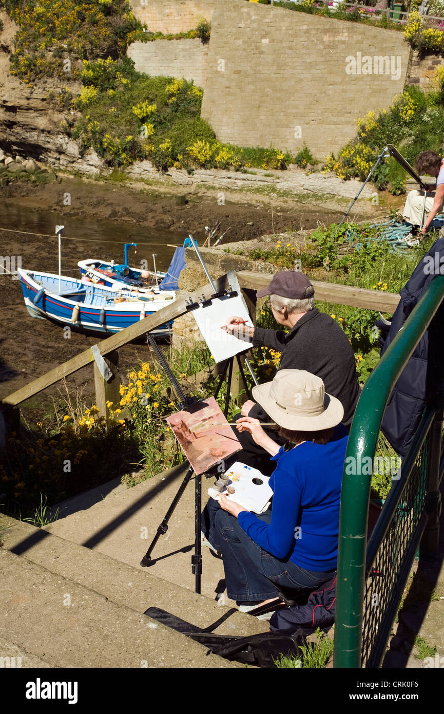 Gli artisti della pittura, Staithes, UK. Foto Stock