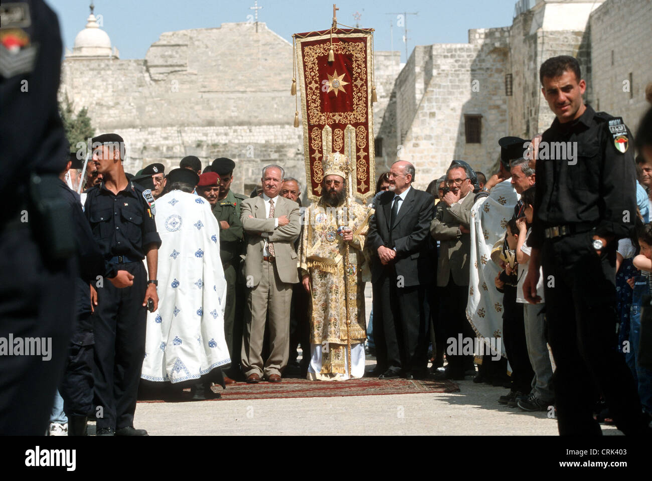 Arab cristiani ortodossi celebrano la Pasqua a Betlemme Foto Stock