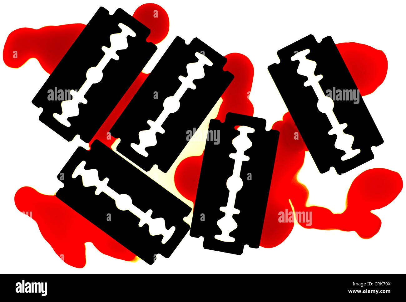 Le lame di rasoio e sangue. Foto Stock