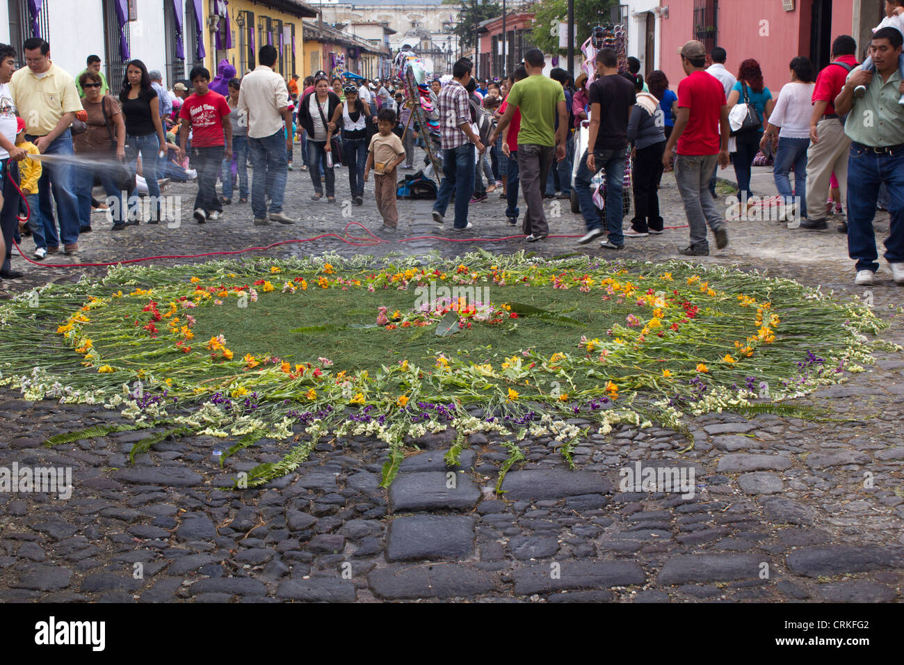 Tappeto per processione in Guatemala Foto Stock