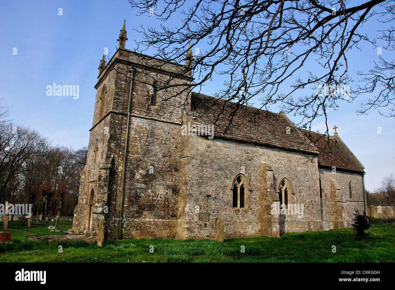 La chiesa del villaggio a Brixton Deverill Wiltshire a inizio primavera del Regno Unito Foto Stock