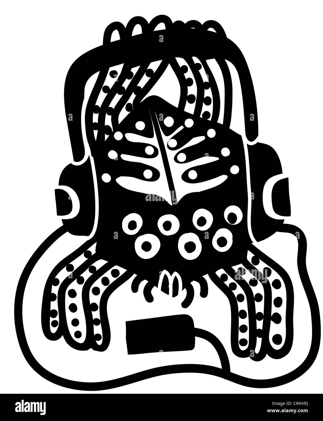 Funny ragno con le cuffie e il lettore musicale Foto Stock