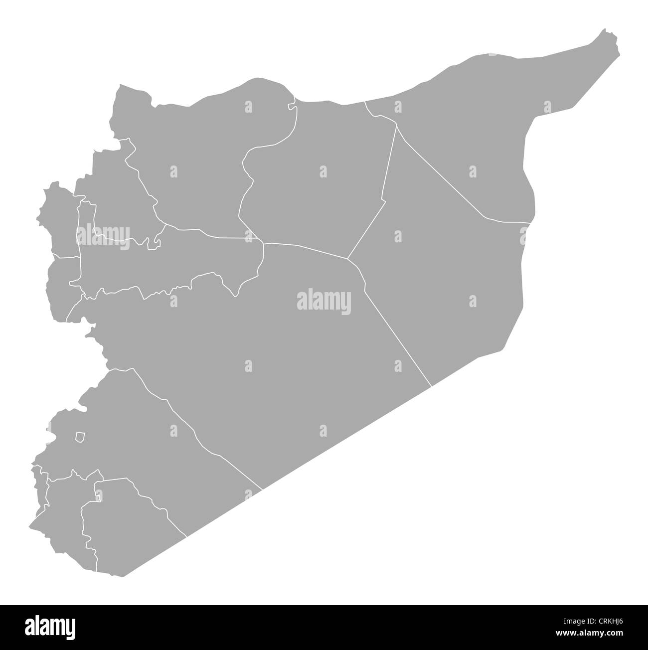 Mappa Politico della Siria con i vari governatorati. Foto Stock