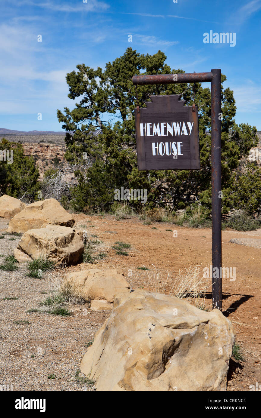 Il Parco Nazionale di Mesa Verde, Colorado, Hemenway House viewpoint segno del marcatore Foto Stock