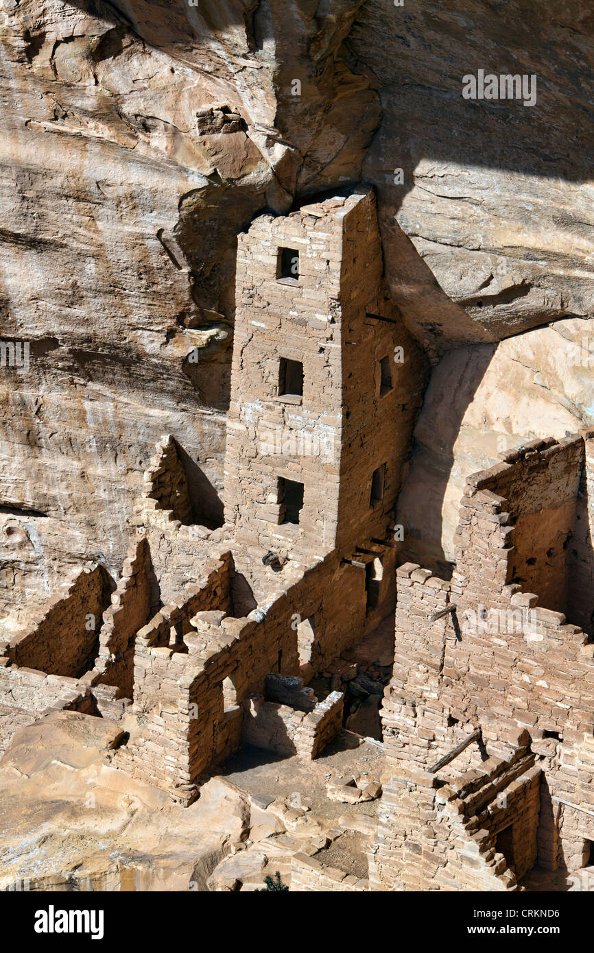 Il Parco Nazionale di Mesa Verde, Colorado, torre quadrata rovine della casa Foto Stock
