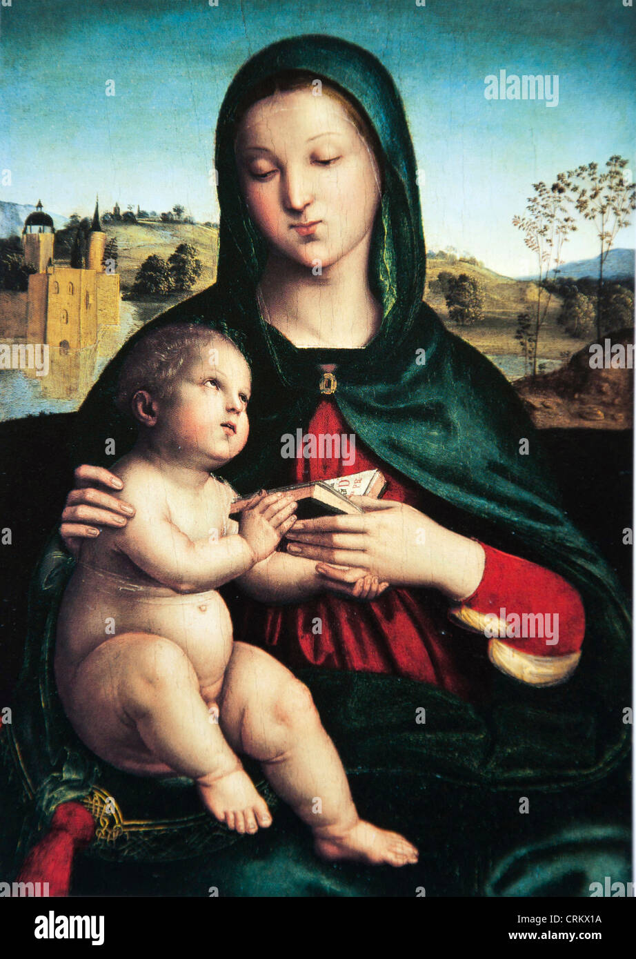 La Vergine e il bambino - Raffaello - Foto Stock