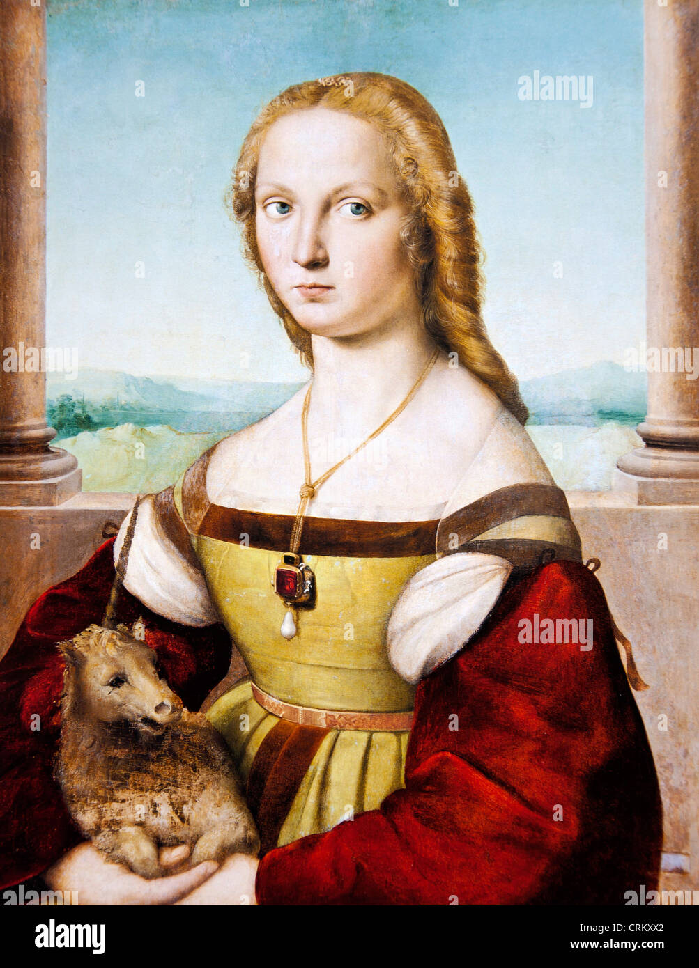 Ritratto di dama con un unicorno - Raffaello - Foto Stock