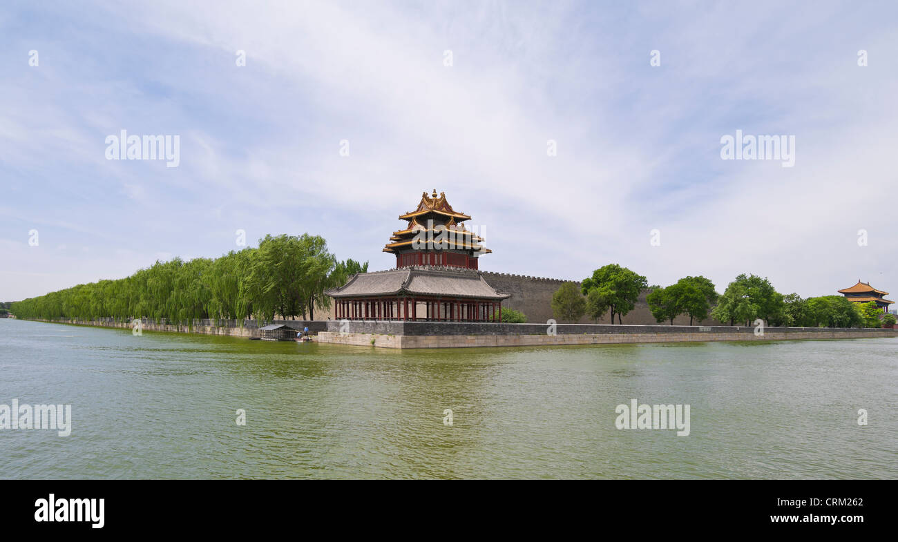 L'angolo nordorientale torre di guardia. La Città Proibita. Pechino. Cina Foto Stock