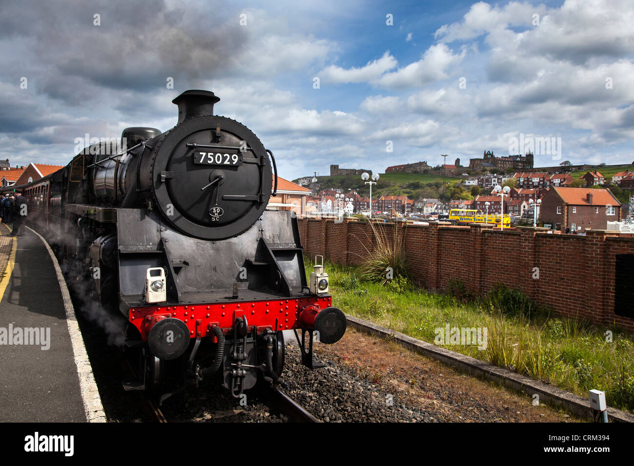 BR Classe Standard 4MT n. 75029 motore a vapore a Whitby, North York Moors Railway Foto Stock