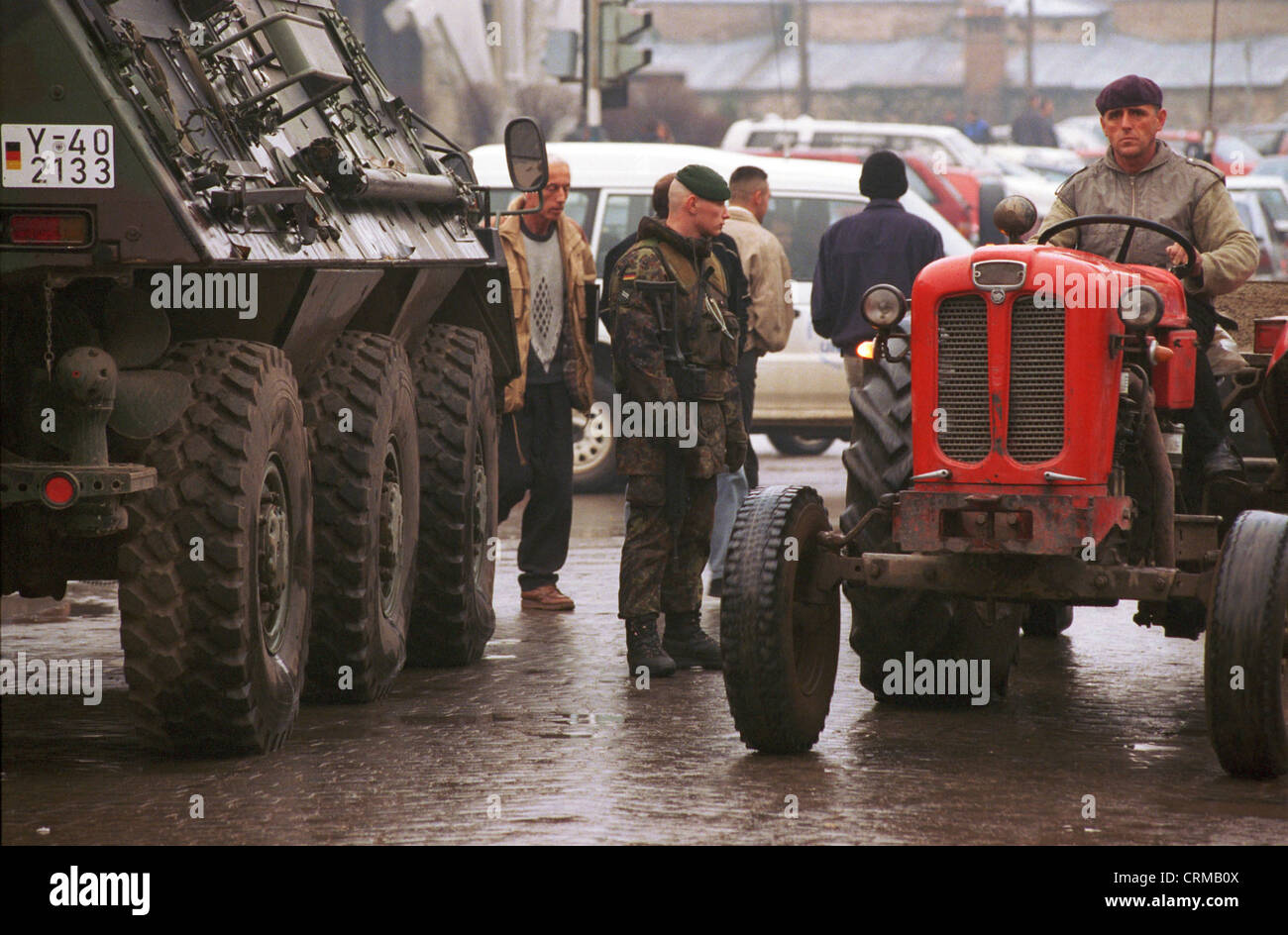 Il tedesco le truppe della KFOR in Prizren, Kosovo Foto Stock