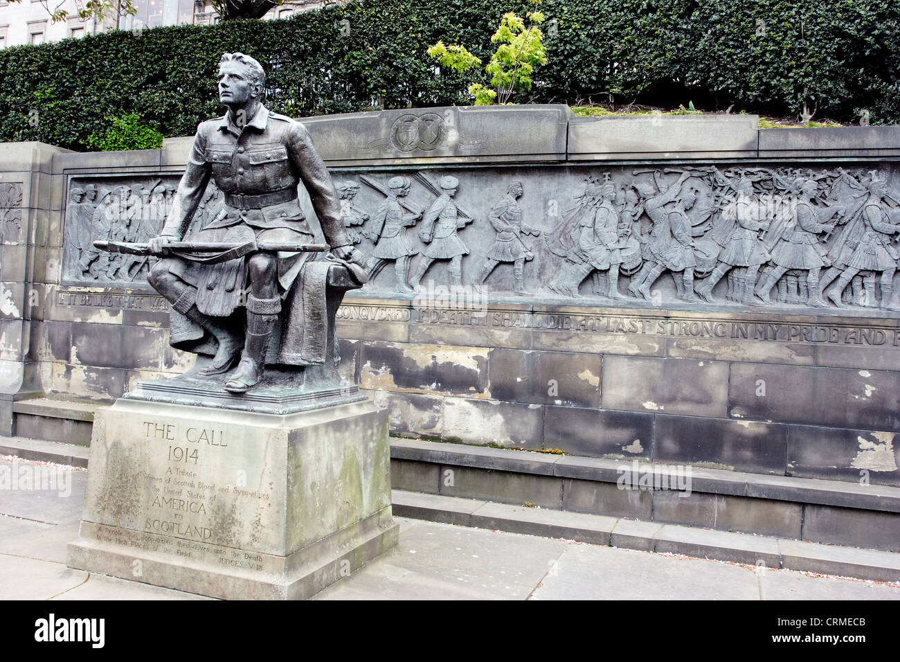 Il comune di American/Scottish grande memoriale di guerra conosciuta come "la chiamata" a Edimburgo, Scozia. Foto Stock
